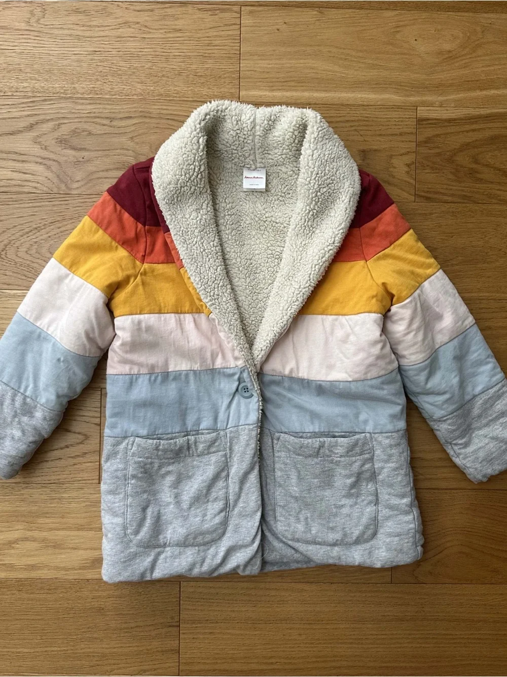 Hanna Andersson Multicolor Stripe Sherpa-Lined Puffer Jacket